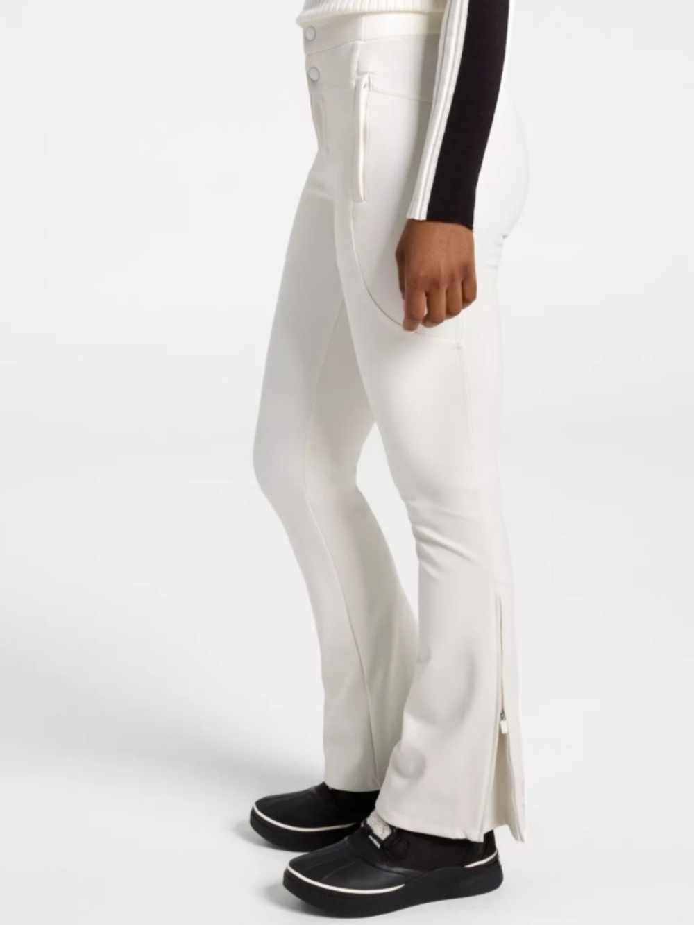 CALIA Cold Dash White High-Rise Flare Pants with Ankle Zips